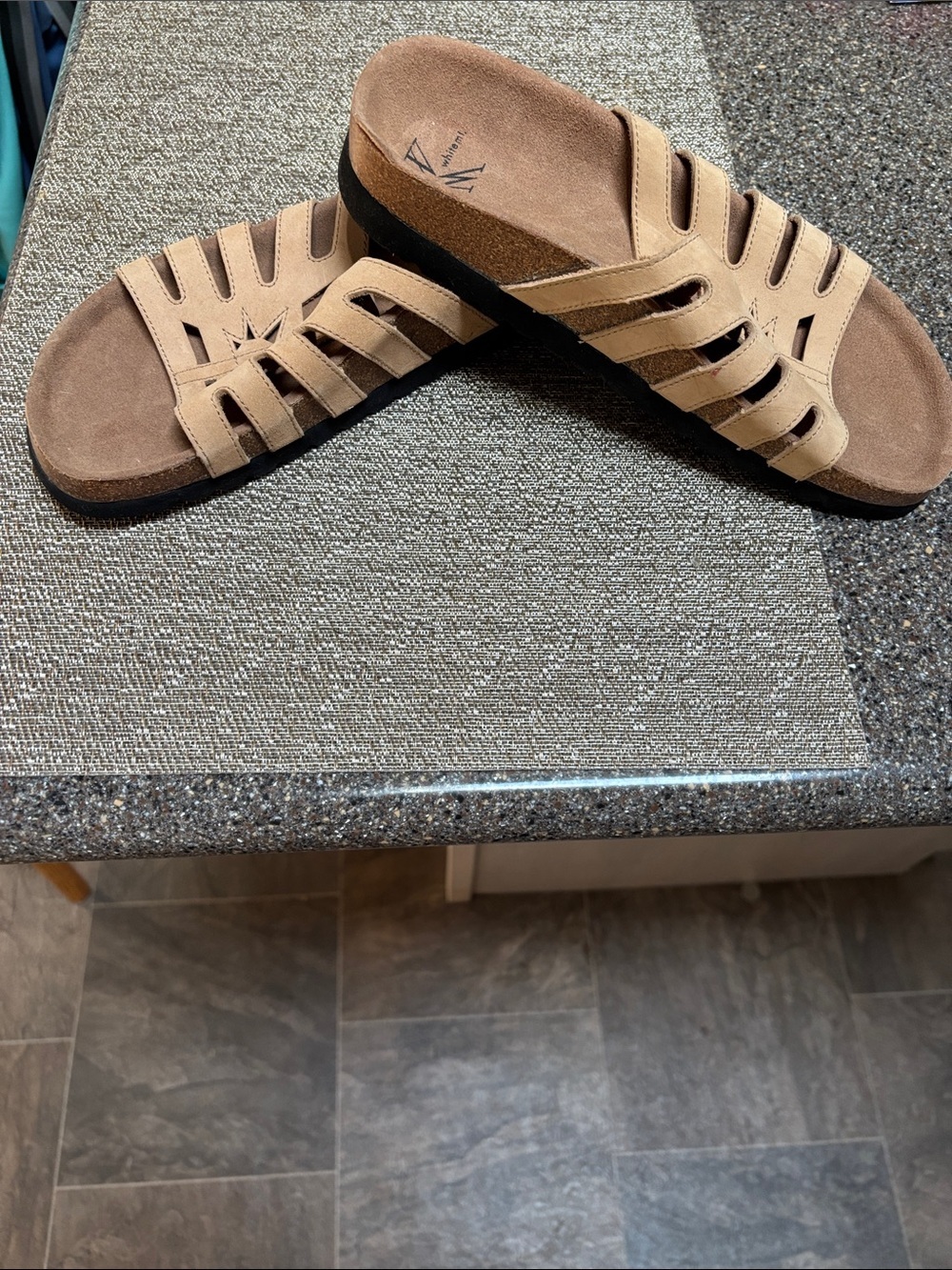 White Mountain Tan Strappy Slide Sandals